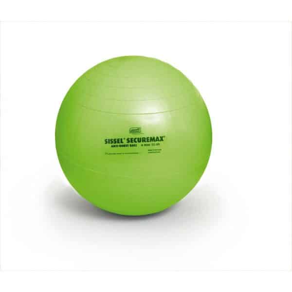 A lime green Sissel Securemax gym ball with a white background.