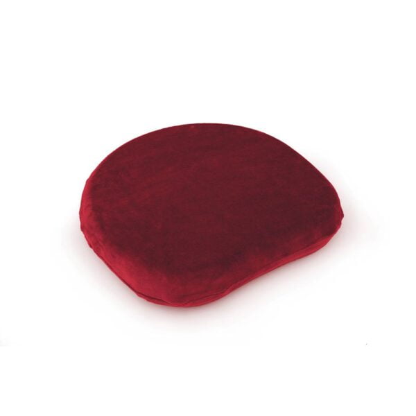 You can make out the shape of the SitFit Plus in this image. The product os the cover which is on the product it is burgundy in colour and you can see that it is a textured brushed material.