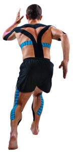 Man running wearing roacktape for article fascial taping what is it for