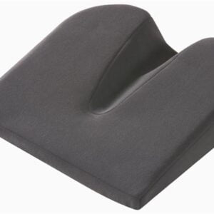 Putnams 8 degree coccyx cut out wedge. There is a clear recess in the foam in the area where your coccyx would be. You can tell by the depth of the gap in this wedge that there will be no pressure on your coccyx when sitting on this wedge.