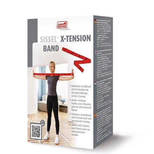 An image of the Sissel x-tension band box with a lady using a red band